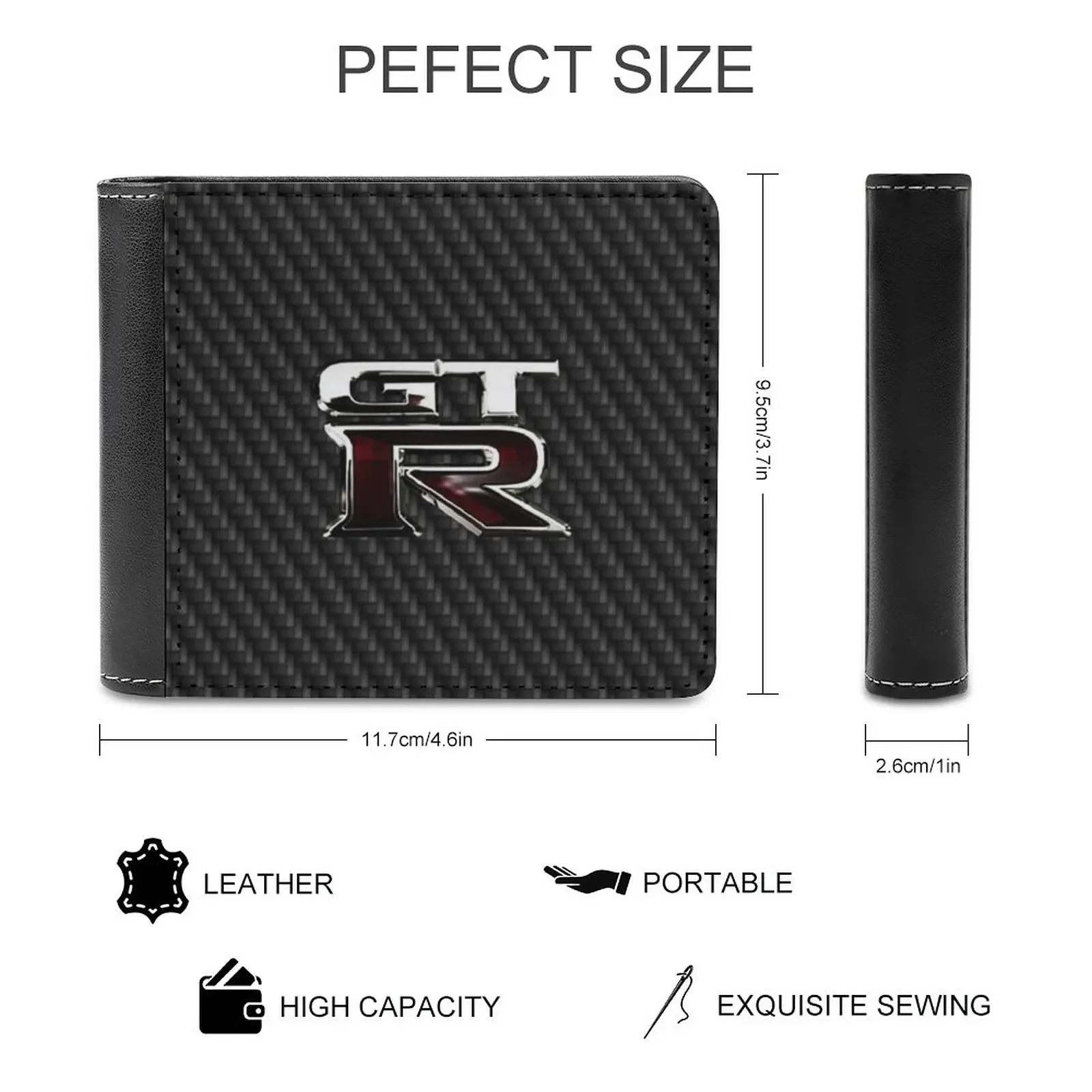 Gt R Carbon Edition Leather Wallet Men'S Wallet Diy Personalized Purse Gtr Car Cars Carbon Fiber Wheel Drive Unisex
