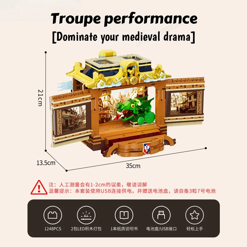 فرقة القرون الوسطى بنة تجميع لعبة الأداء المسرحي بجولة النقل عرض الشارع نموذج الحلي جمع الهدايا