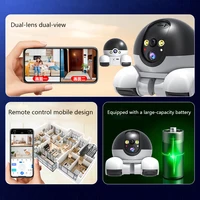 Caméra robot à double objectif WIFI, surveillance à double écran, 1080P HD, caméra de sécurité AI, suivi automatique, surveillance des bébés et des animaux de compagnie 5