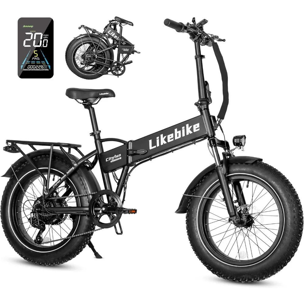 

Folding Electric Bike for Adults with 500W Motor(Peak 720W),20" 4.0 Fat Tire Ebike,48V 10.4Ah Removable Battery,Electric Bicycle