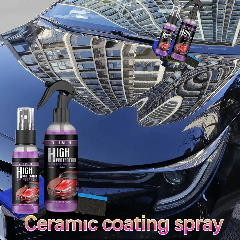 3 In 1 Car Ceramic Coating Spray Auto Nano Crystal Hydrophobic Ceramic Coating  Exterior Scratch Restorer Ceramic Spray Coating