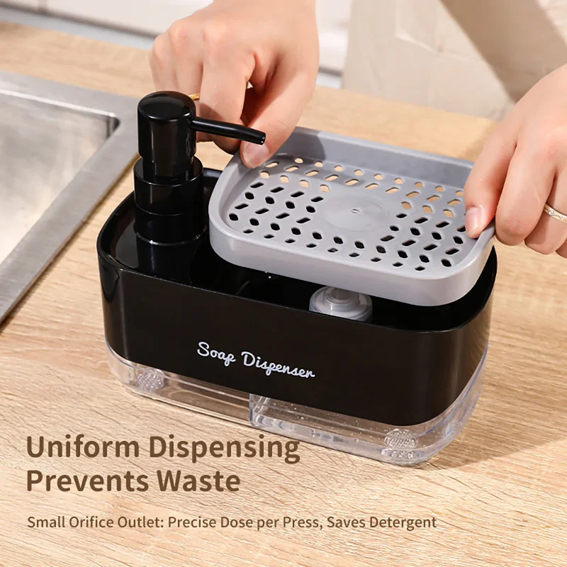 Press Portable Automatic Soap Dispenser Bottle Liquid Dishwashing Pot Kitchen Sponge Dispenser Manual Soap Pump Cleaning Tool