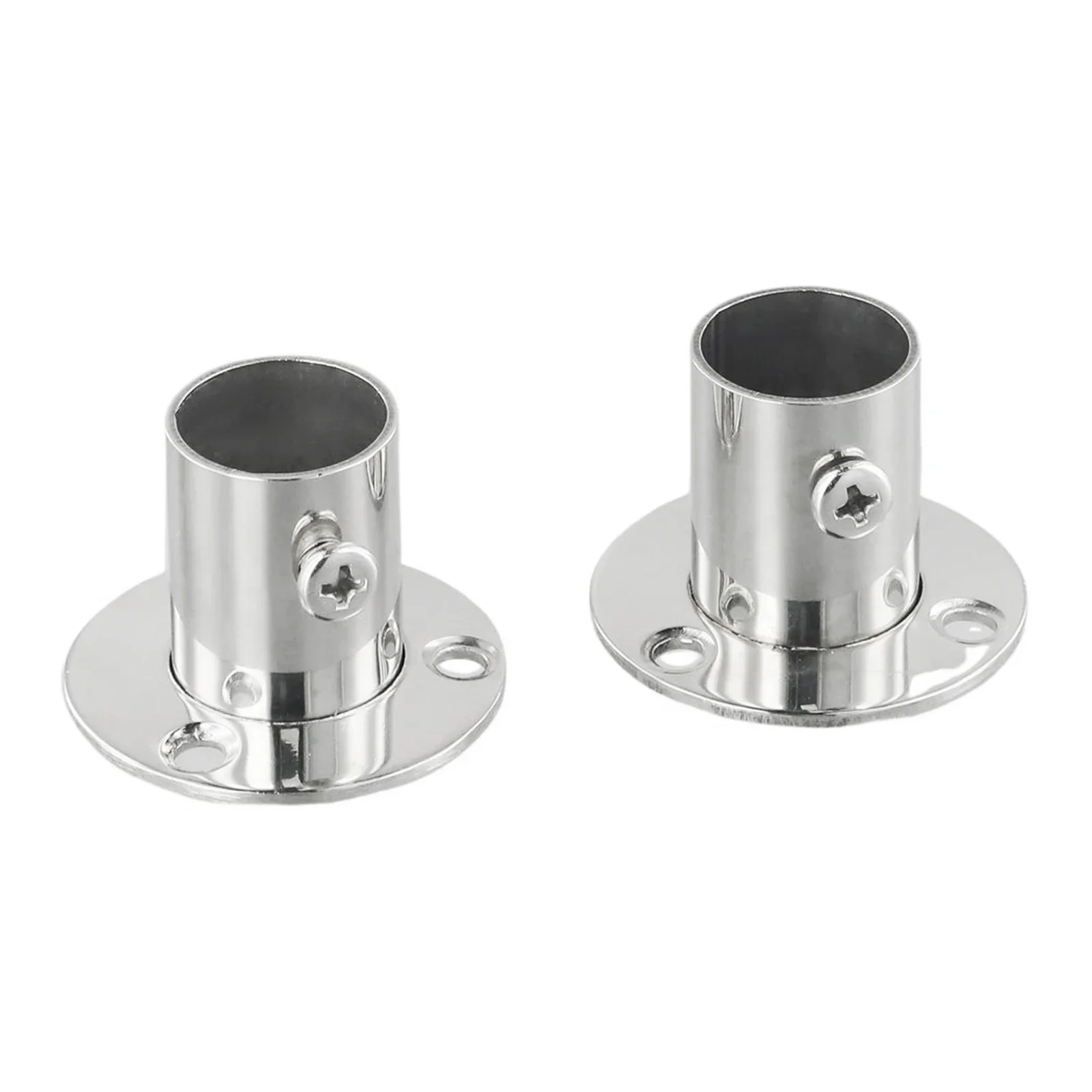 Steel Flange Bracket For 19-32mm Diameter Wardrobe Rail Rod Pole End Support With Glossy Finish For Indoor Hanging Solutions