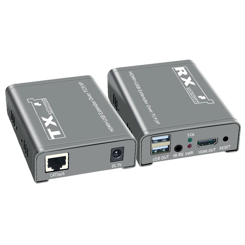 250M HDMI KVM Extender over IP 1080P@60Hz HDMI USB Extender support Cascade Connection by Ethernet switch for USB Mouse Keyboard