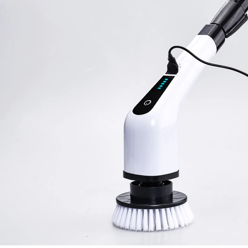 Electric Spin Scrubber Cleaning Turbo Brush with 7 Replacement Heads Adjustable Handle for Kitchen and Bathroom