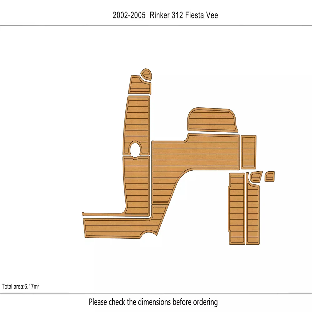 

2002-2005 Rinker 312 Fiesta Vee Cockpit 1/4"6mm EVA Foam Faux teak deck floor Mat SeaDek MarineMat Gatorstep Style Self Adhesive