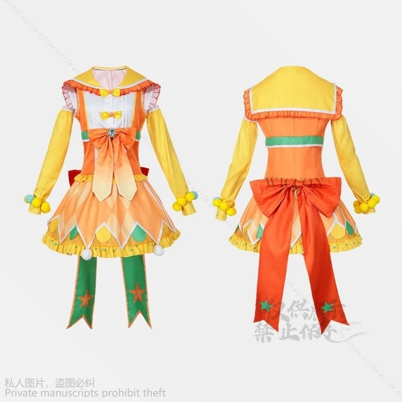 Anime Game Project Sekai  Customized Cosplay Singer Ren Len Dress Uniform Halloween Cute Set Clothes Yellow Wigs