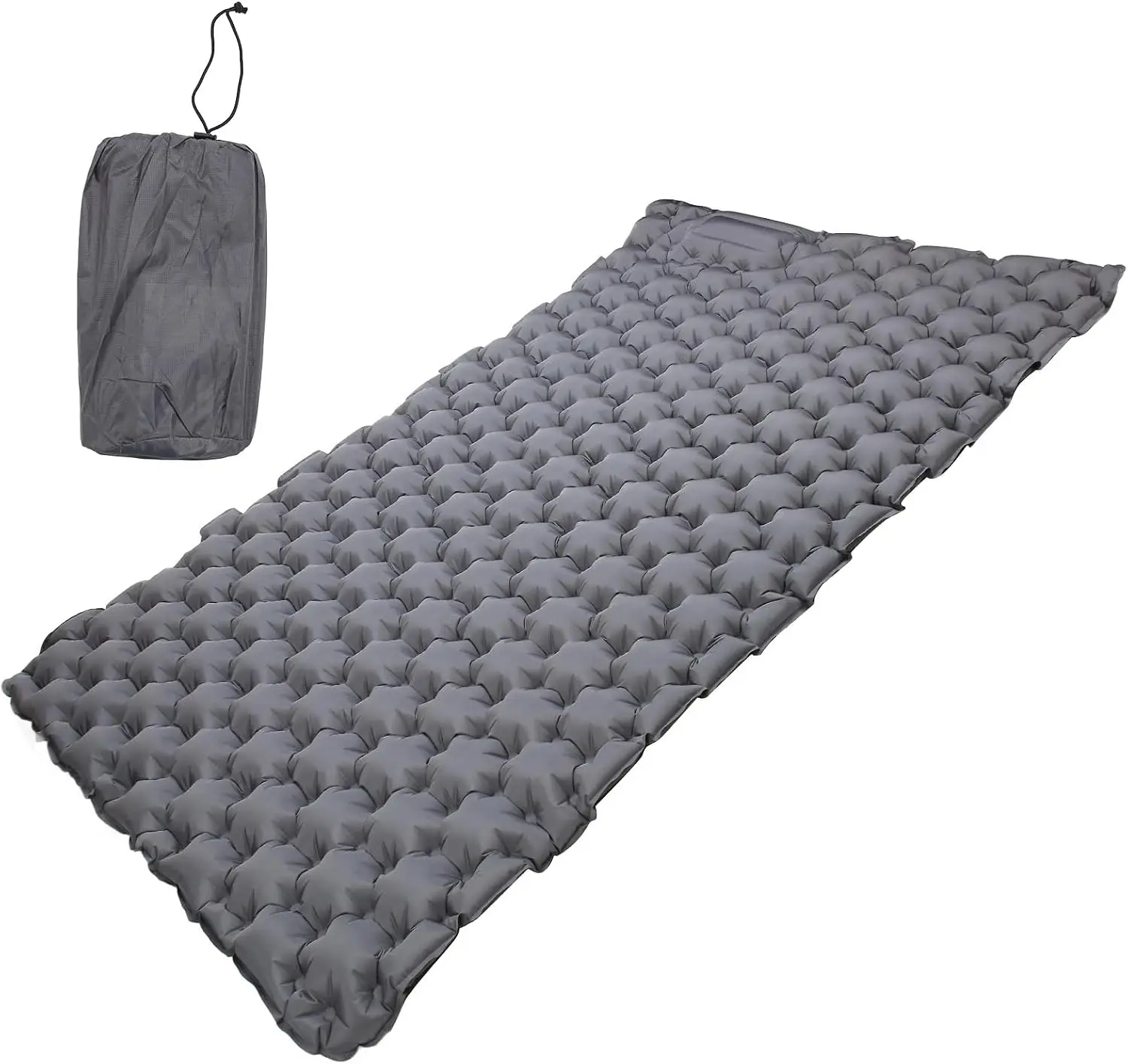 Camping Sleeping Pad 60s Foot Press Inflation Ergonomic Support Waterproof Nylon Camping Mattress for 2 People Outdoor