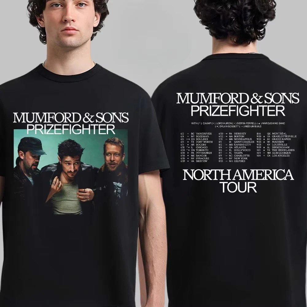 Mumford & Sons Prizefighter North America Tour Graphic Tee Folk Rock Streetwear Casual Unisex Top