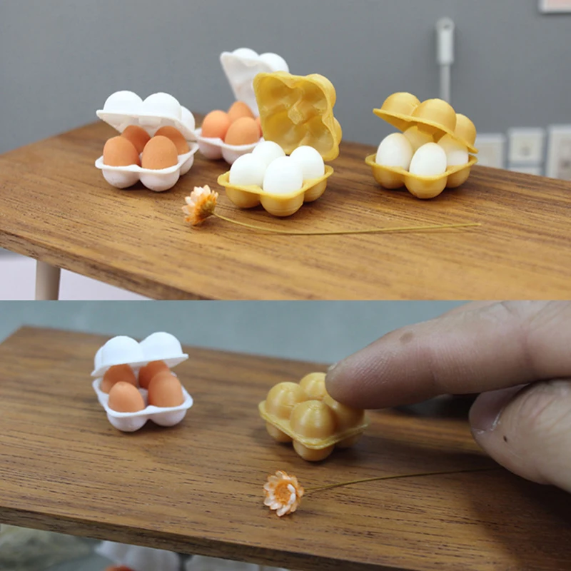 New Miniature Egg Tray Egg Box 1:12 Dollhouse Simulation Eggs Dollhouse Kitchen Food Decoration Toy Life Scene Accessories