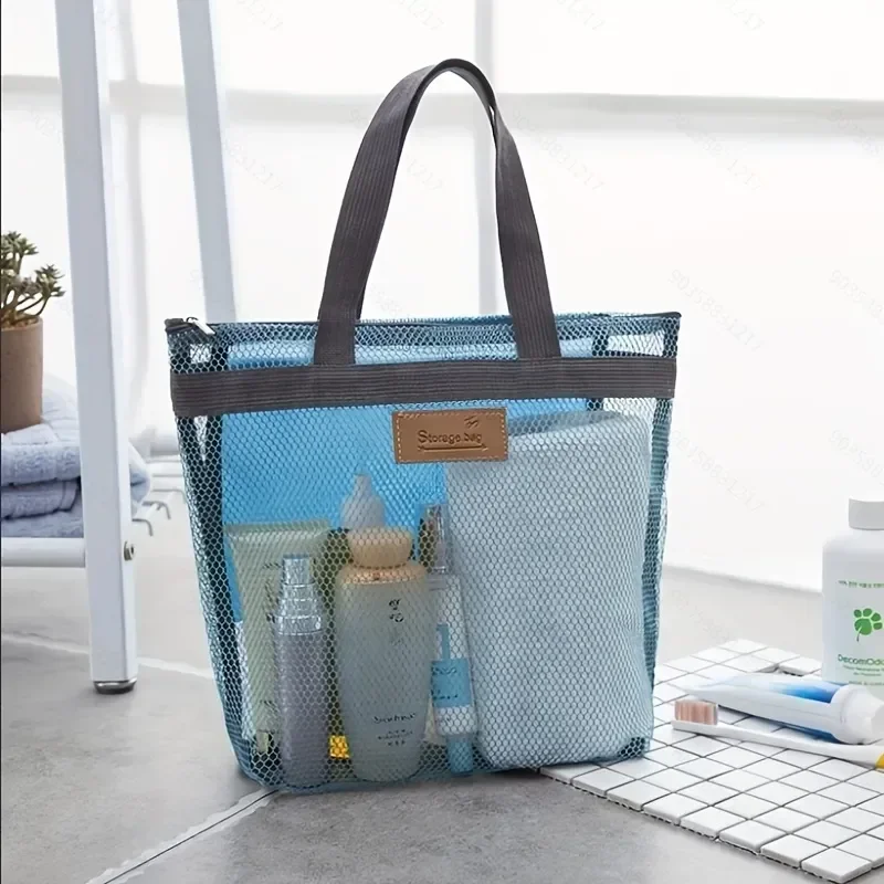 Borsa da doccia in rete leggera da 1Pc con tecnologia ad asciugatura rapida borsa da toilette portatile per palestra e borsa da spiaggia portatile da viaggio all'aperto