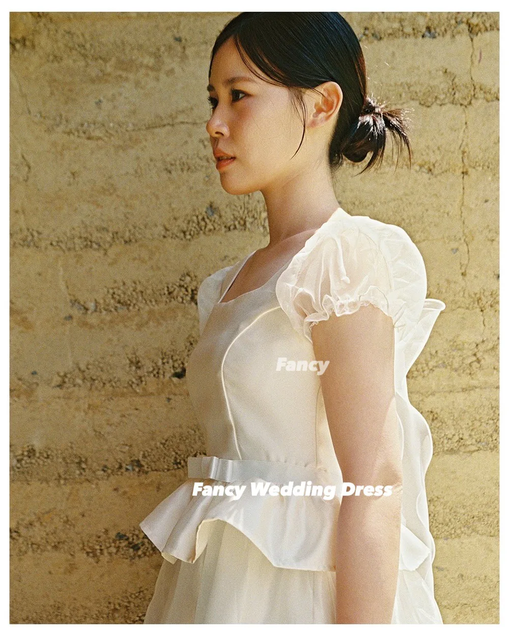 Fancy Princess Square Neck Korea Wedding Dress Photoshoot A Line Soft Tulle Bridal Gown Floor Length Back Corset Customized