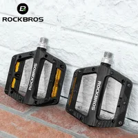 ROCKBROS-pedales de nailon para bicicleta, rodamientos de sellado ultraligeros, pedales de nailon para ciclismo de montaña, plataforma plana, accesorios para pedales de bicicleta