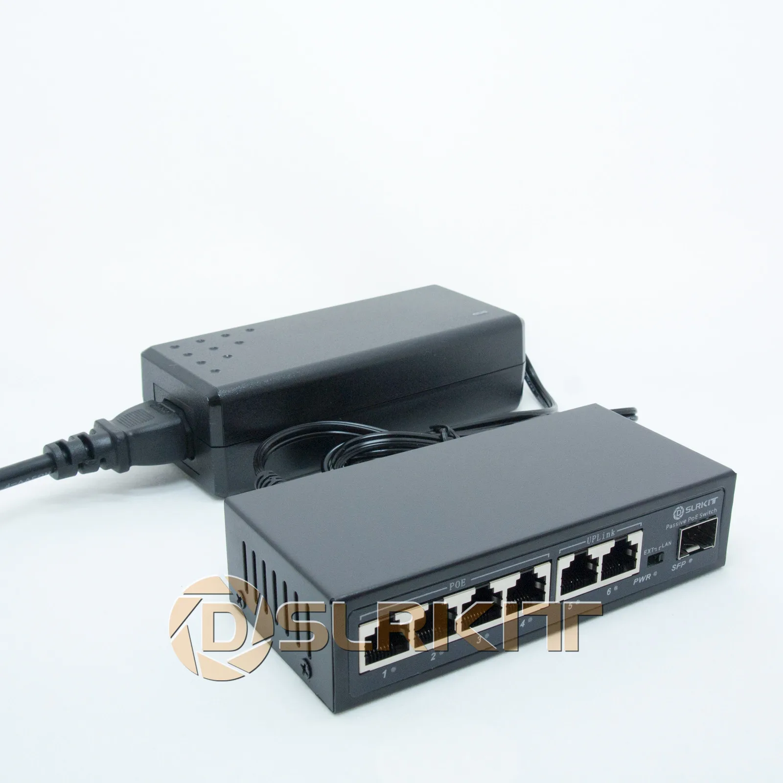 DSLRKIT 7 Ports 4POE 1SFP Gigabit Ethernet Passive PoE Switch Injector 52V 96W