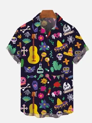 Men's Shirt Mexican Party Creative 3D Printed Tops Summer New Hawaiian Casual Loose No pockets Short Sleeve Shirt