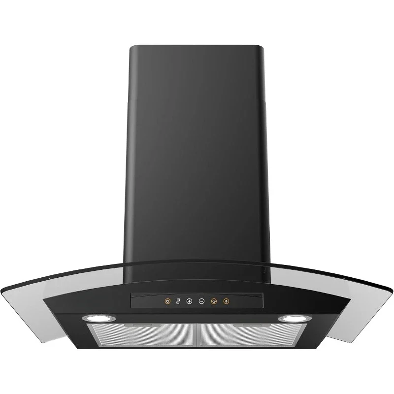 Black Range Hood 30 inch with Soft Touch Control 450 CFM Stove Vent Hood for Kitchen with 3 Speed Exhaust Fan