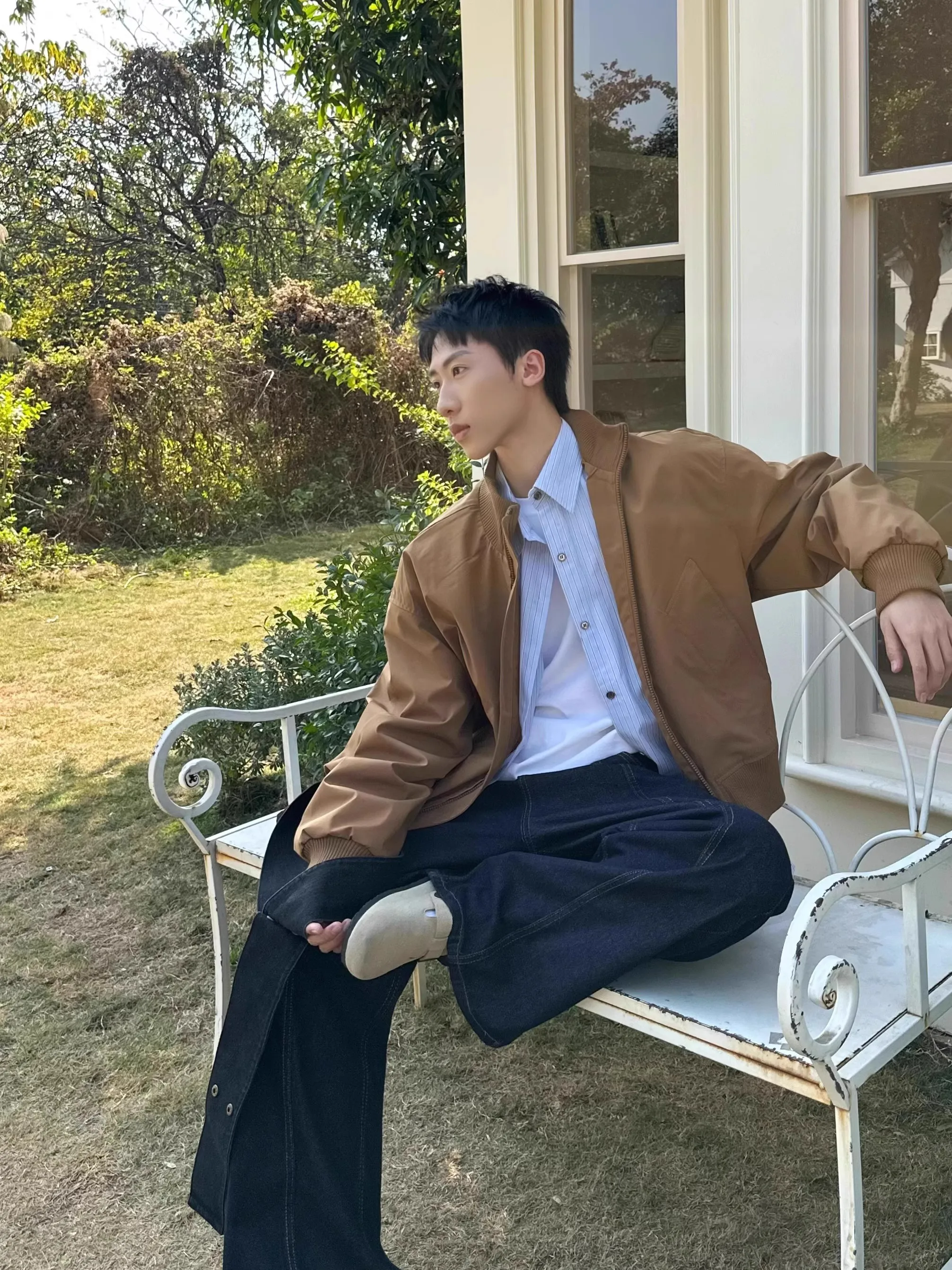 

American High Street Sle Baseball Flight Jaet Loose ortened Stand Collar Men's Spring Autumn Vintage Cleanfit Workwear ...