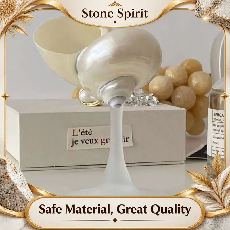 Wabi-sabi Handmade Natural Conch High Footed Cup Transparent Base Design Party Cocktail Drinking Set Artistic Decorative Desktop