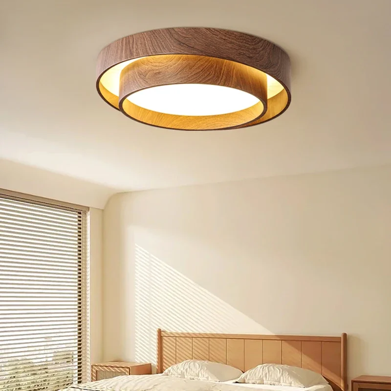 TechHPDouble Layer Ring Lamp Walnut Color Ceiling Lamp Home Decor Bedroom Living Dining Modern
