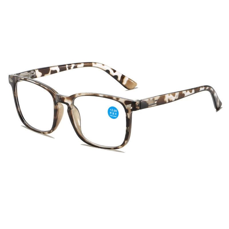 Elbru-gafas de lectura transparentes con luz azul para hombre y mujer, lentes cuadradas para presbicia, Marco para hipermetropía, grado 0 + 1 + 4