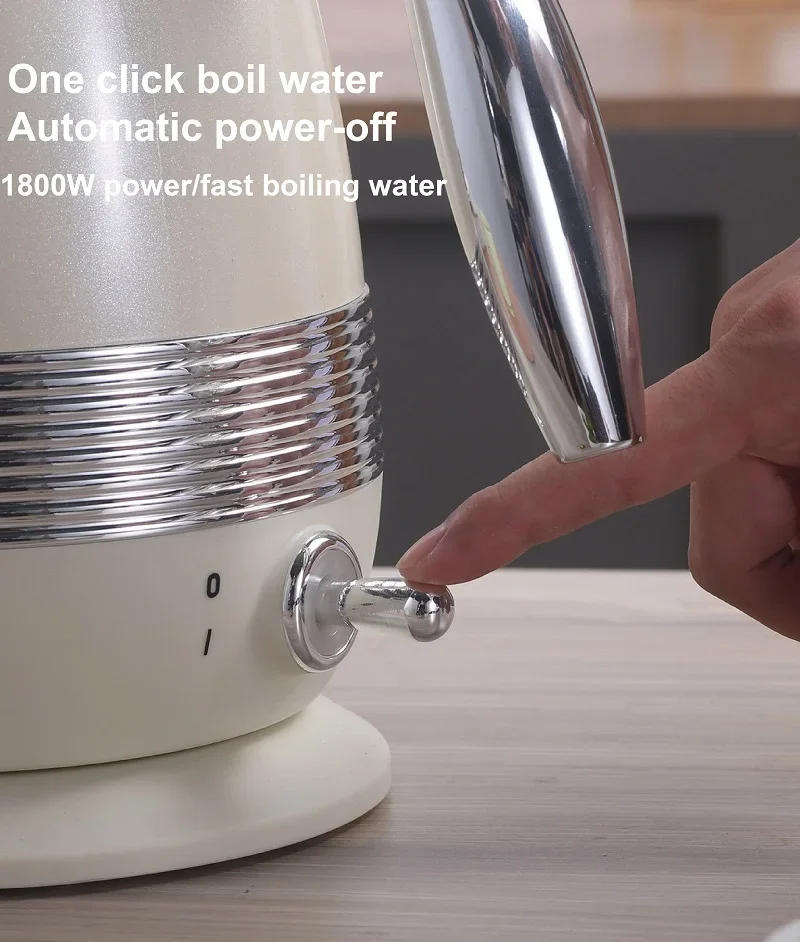 1,8 l Wasserkocher, Haushalts-Schnellkocher, Retro-Teekanne aus Edelstahl 304, automatische Abschaltung, geeignet für Zuhause/Büro, 1800 W