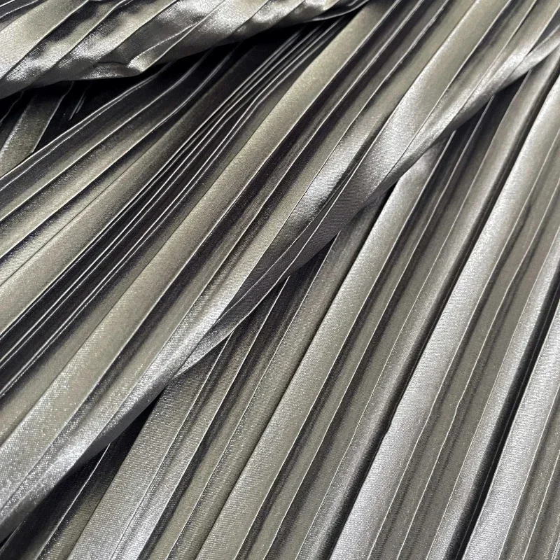 Soft Bright Pleated Fabric 50x150cm Metallic Sheen Material for DIY Dress Pettiskirt Quilting and Performance Costume Sewing