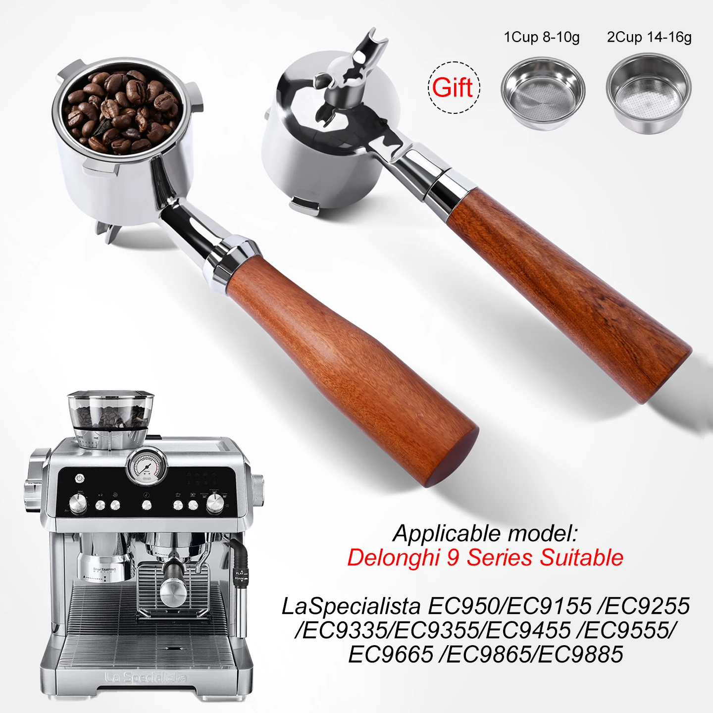 Delonghi La Specialista EC9155 EC9255 EC9335 EC9355 EC9665 EC9865 커피 액세서리용 51mm 더블 스파우트 커피 포터필터