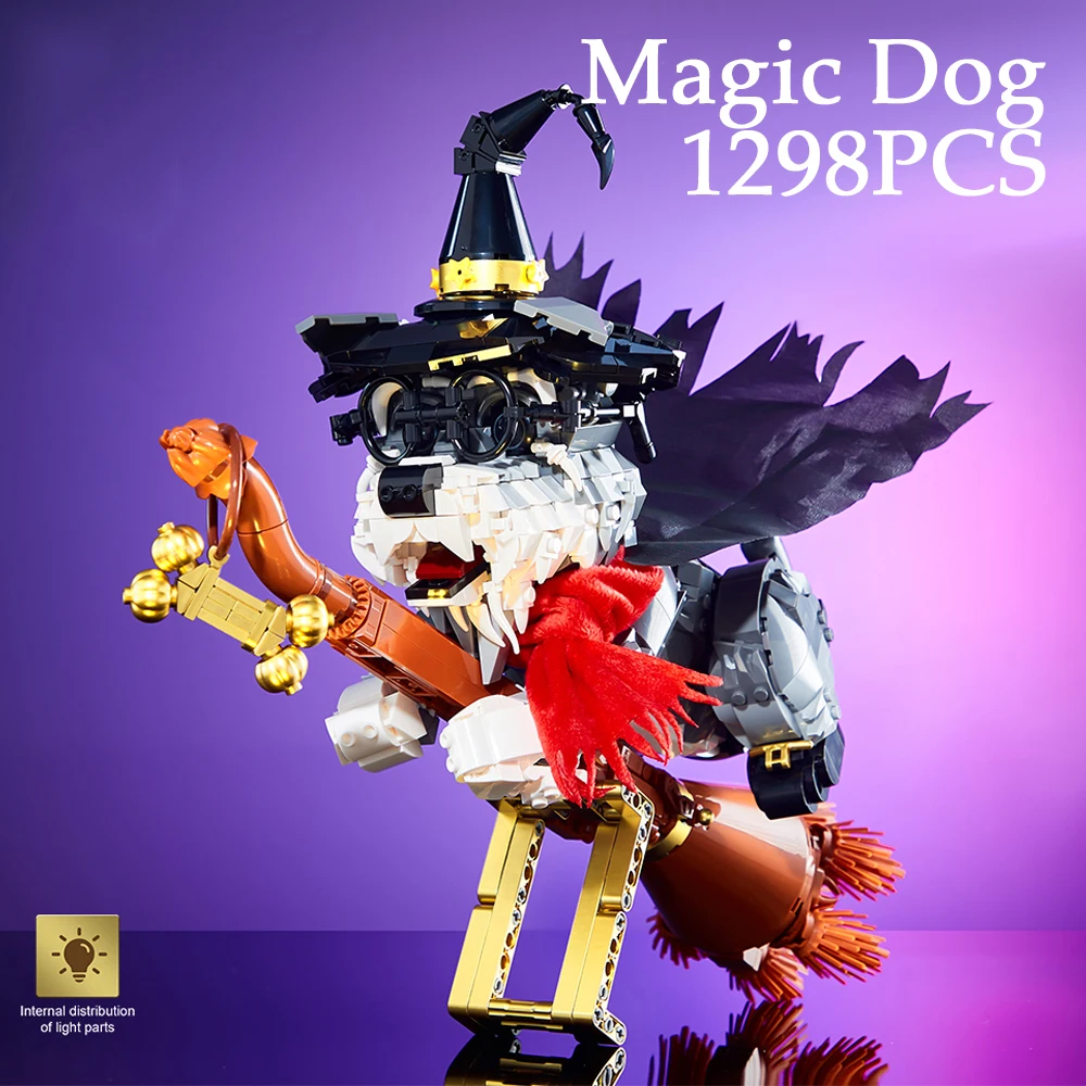 

1298 шт., наборы строительных блоков для волшебной собаки, шнауцер, летающая метла, украшения, кирпичи, игрушки, сделай сам, сборные игрушки, подарки на день рождения для девочек и детей