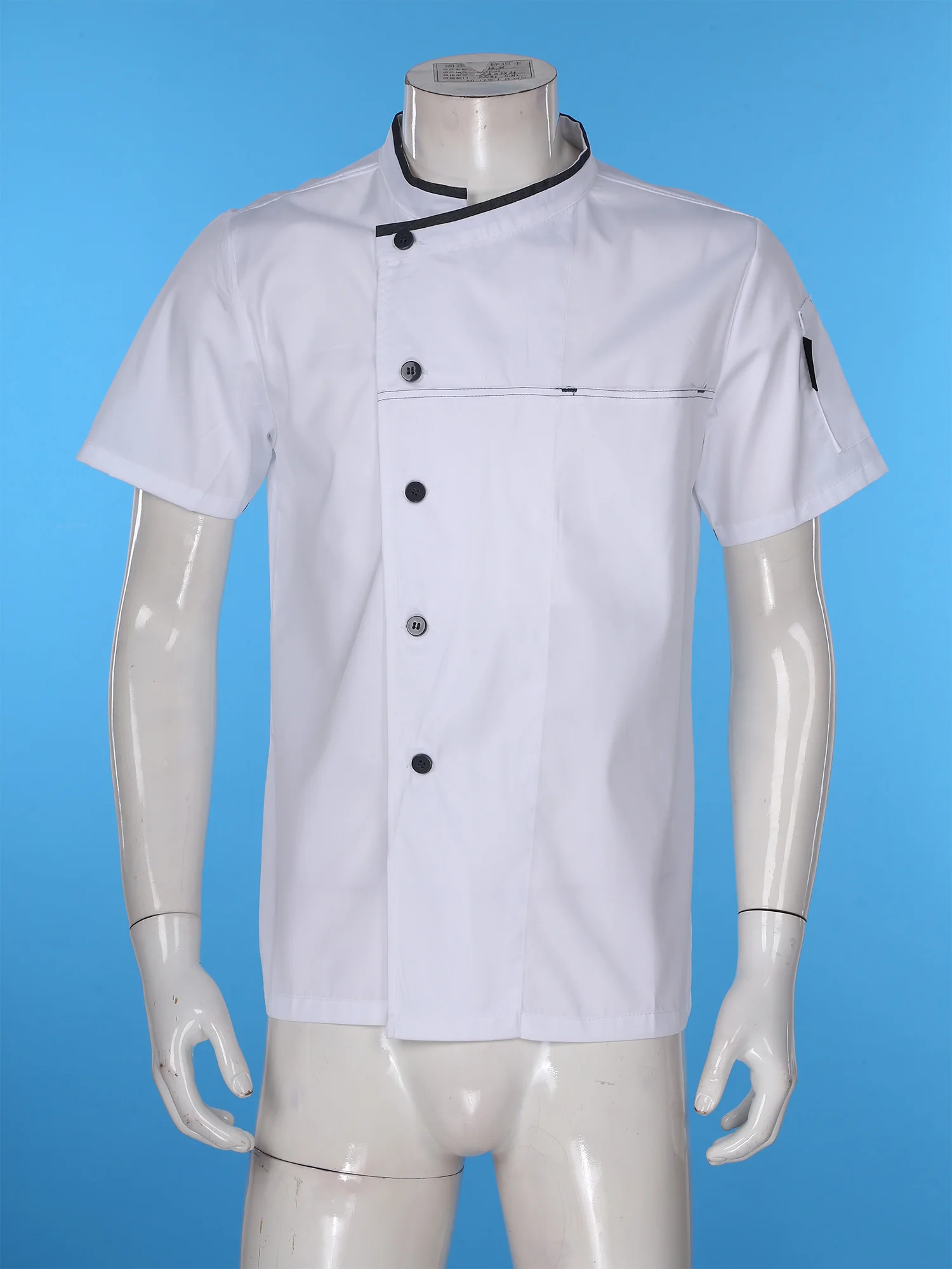 Chaqueta de Chef de manga corta para hombre y mujer, uniforme de trabajo de cocina, abrigo para Hotel, restaurante, cantina, tienda de pasteles, camisa de café, disfraz de cocina