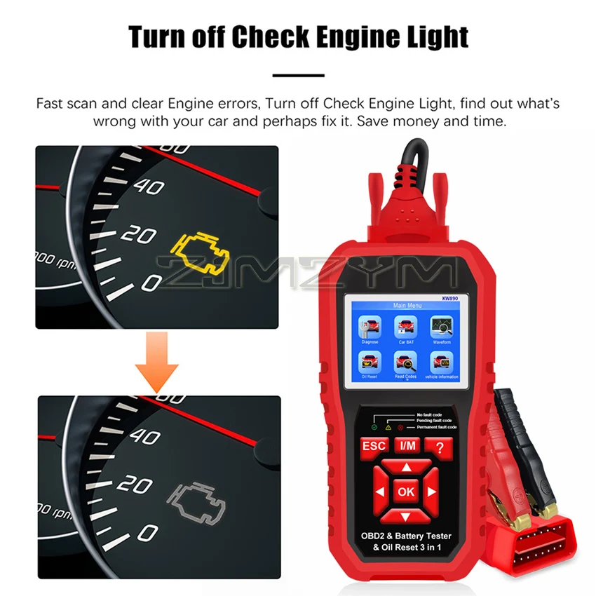 ماسح ضوئي للسيارة ثلاثة في واحد ، جهاز اختبار البطارية ، يدعم النظام إكس بي ، WIN7 ، WIN8 ، WIN10 ، KW890 ، 7 لغات #3