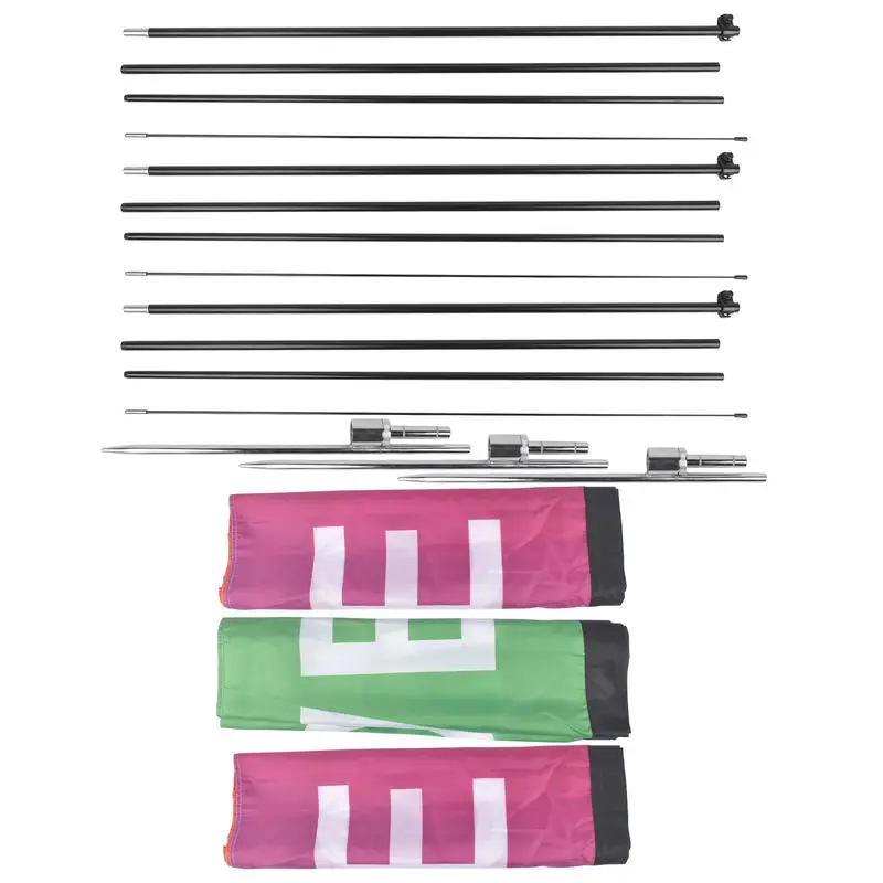 A3 - 3-Piece Advertising Flagpole Stand, Open Feather Flags with Pole Kit, 3 Banner Flags, 3 Poles, 3 Ground Stakes for Business view 2
