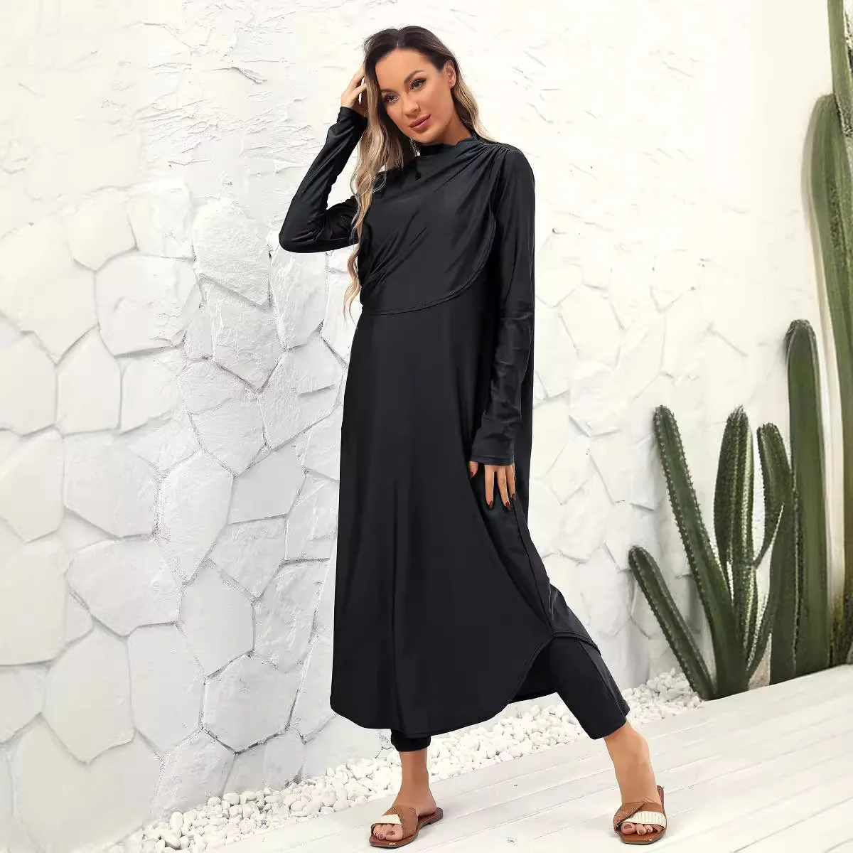 3PCS Muslim Modest Burkini Swimwear Abaya Swimsuit For Women Abayas Hijab Islamic Long Sleeve Full Cover Ups Swimming Suit Swim