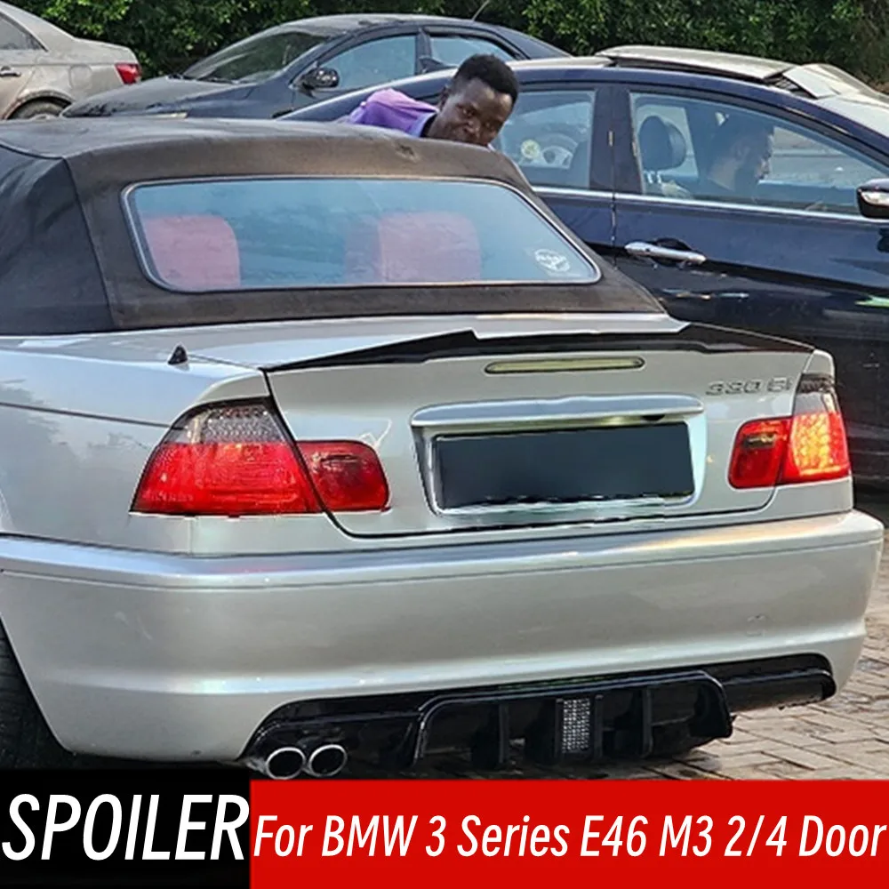 

Для BMW 3 серии E46 M3 2/4 двери (1999-2005) — задний спойлер/антикрыло в стиле M4, черный карбон, внешние тюнинг-аксессуары