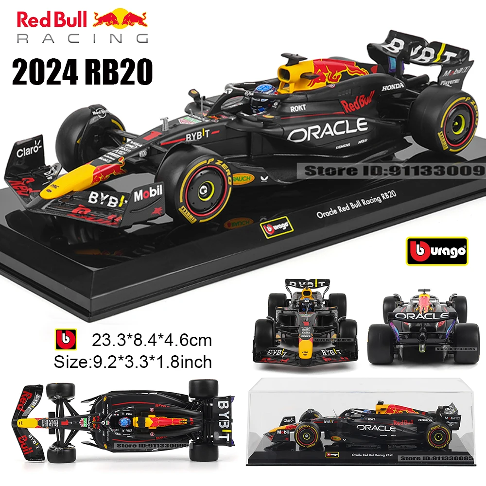 

Bburago 1:24 2024 F1 Oracle Red Bull Racing # Max Verstappen # 11, литая прецизионная модель автомобиля Sergio Perez, модель игрушки