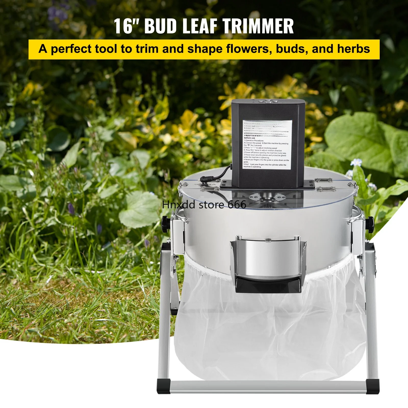 Bud Leaf Trimmer 16 inch Electric and Manual Hydroponic Dry or Wet Plant Trimming Machine Twisted Spin Cut for Flowers, Leaves