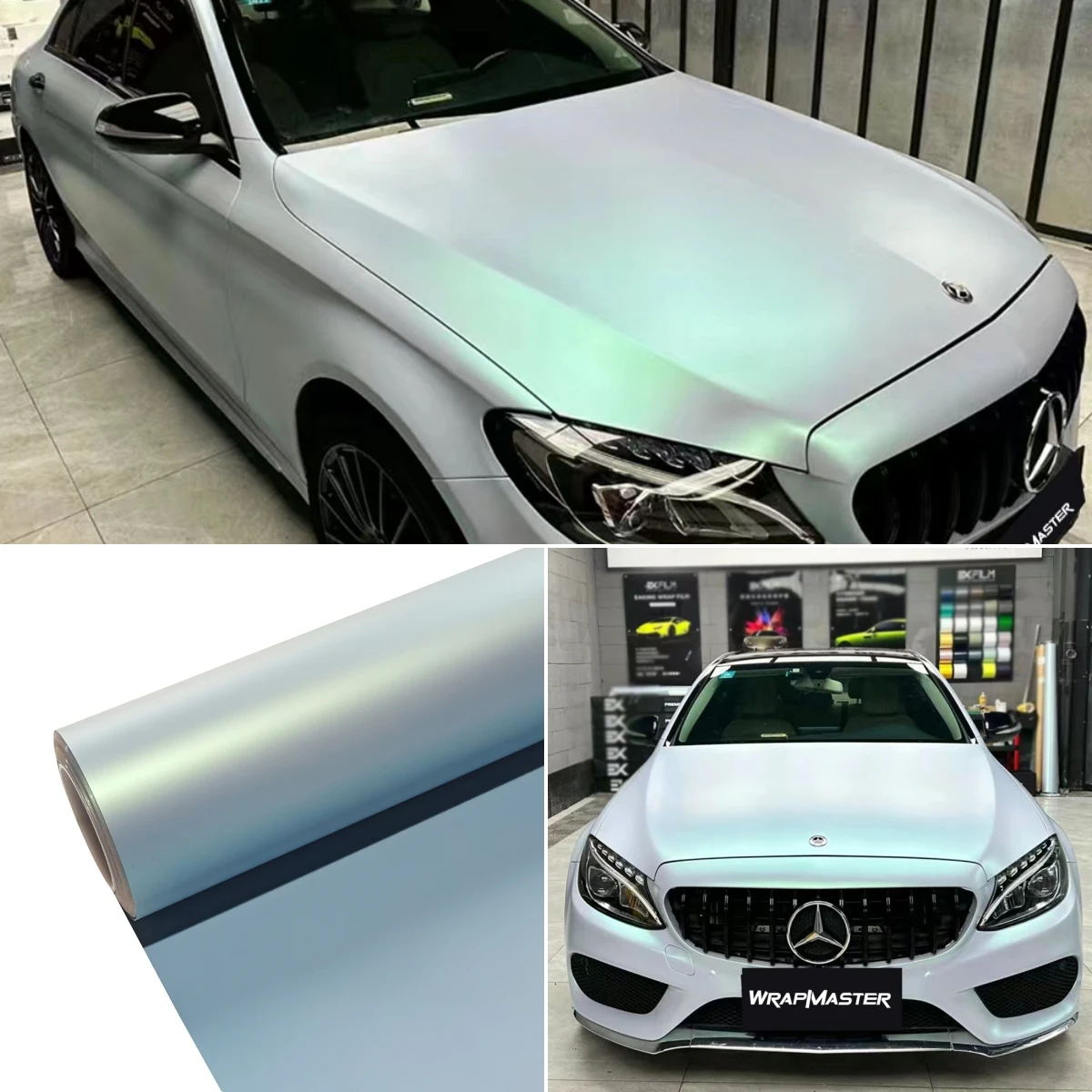 Green Car Wrap Auto Vinyl Premium PET Stretchable Removable Easy to Install Air Release Customization