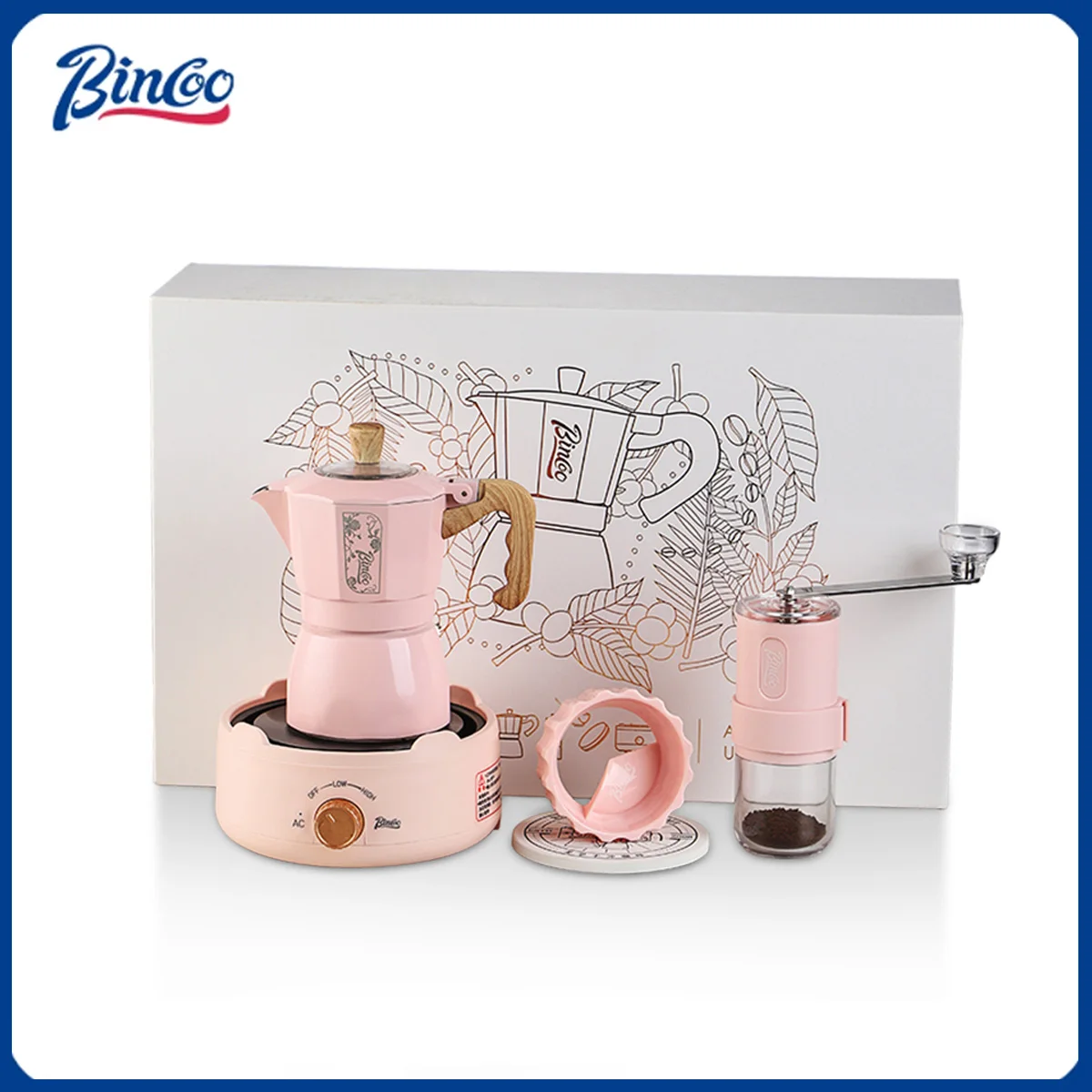 

BINCOO двойной клапанный горшок для мока, кофеварка для эспрессо, экстракционный кофейник, итальянский домашний уличный кофейник для ручного приготовления, 220 В, подарочная коробка