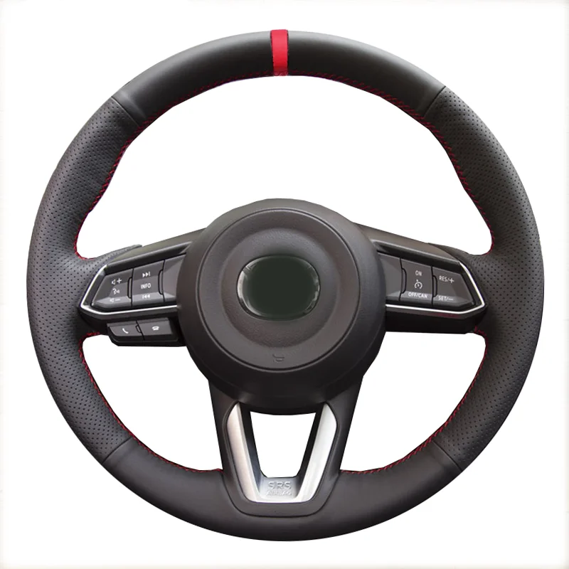 Hand Sewing Leather Car Steering Wheel Covers For Mazda 3 Axela 2017 2018 2019 Mazda 6 Atenza 2017-2019 CX-3 2018-2019