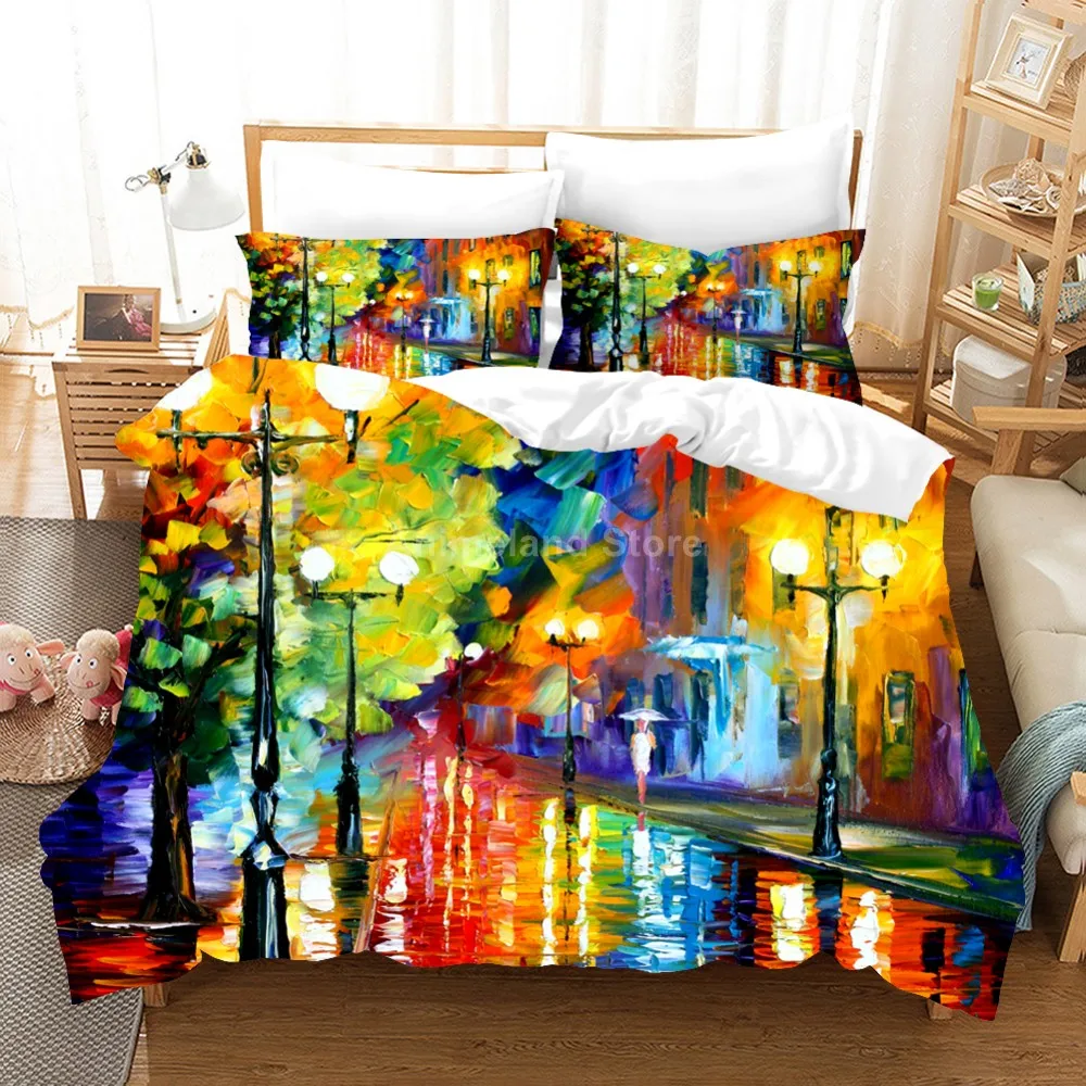 

Oil Painting Van Gogh Star Sky Bedding Set Queen King Size Bedroom Decor Quilt Cover Pillowcase 2/3 Pcs Duvet Cover Home Textile