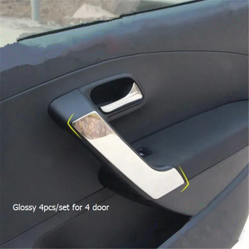 4pcs/set Stainless Steel Inner Door Armrest Handle Decorative Trim Cover for Volkswagen POLO 2011-2018