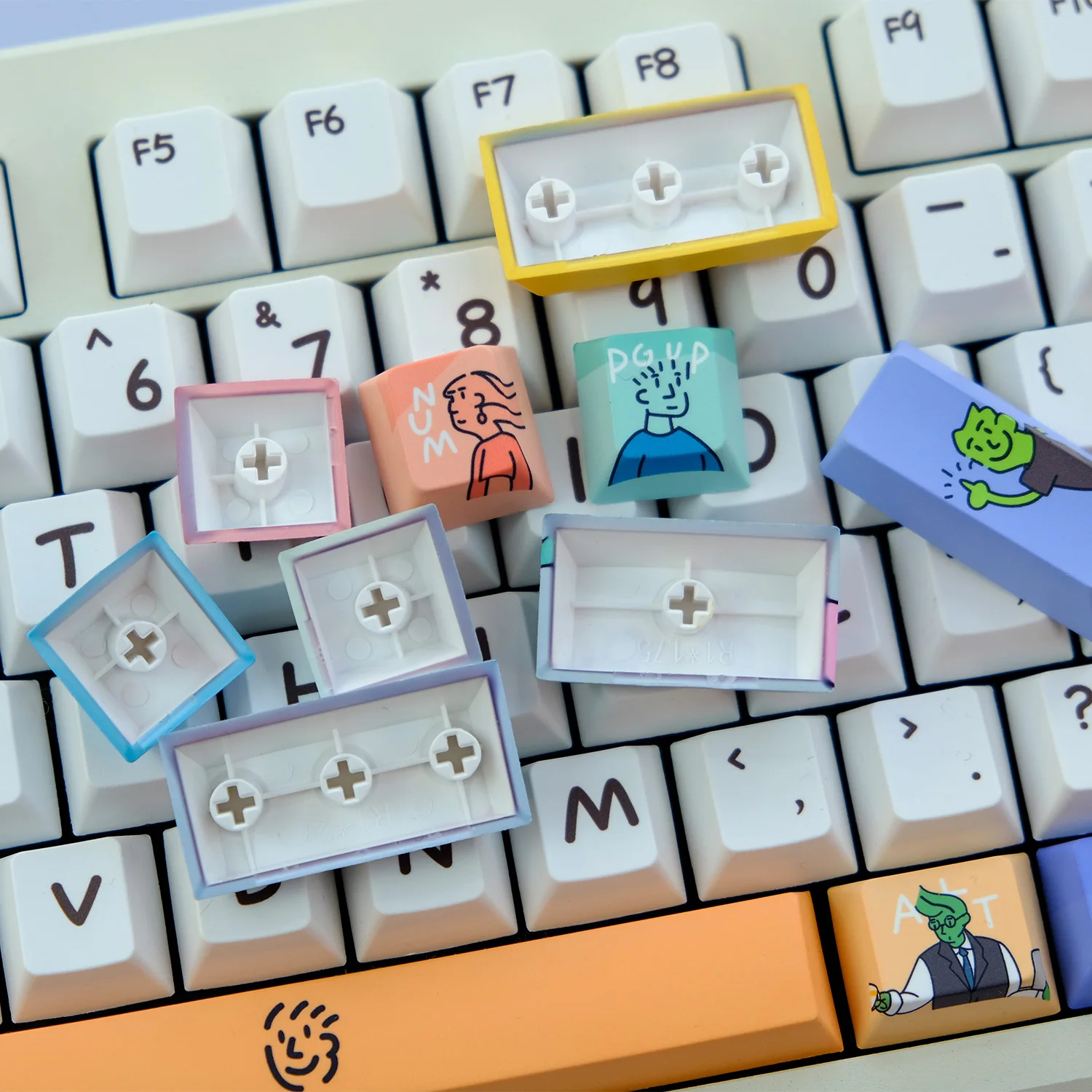 129 Tombol/Set Keycap Tema Mewah Profil Ceri PBT Dye Sub Keycap Musik Anime untuk Cherry MX Switch DIY Topi Keyboard Mekanis