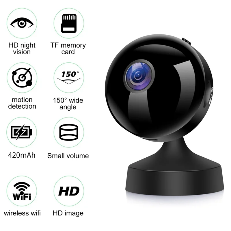 Caméra de sécurité 1080P, Surveillance Wifi, caméra domestique intérieure avec Vision nocturne extérieure