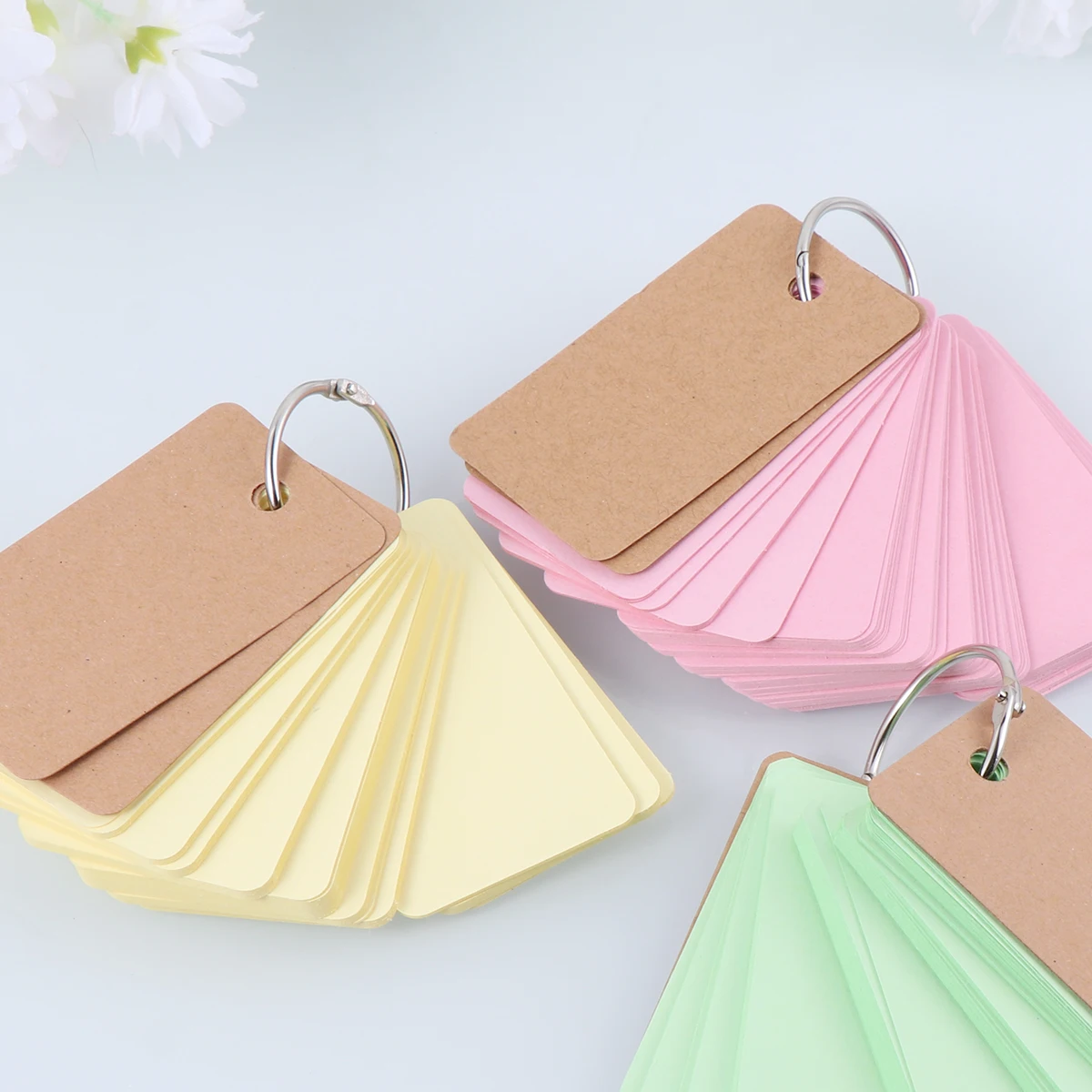 

6Pcs Blank Flash Cards Portable Notepads Refillable Ring Notepad for School Office Stationery Memory Paper Pad