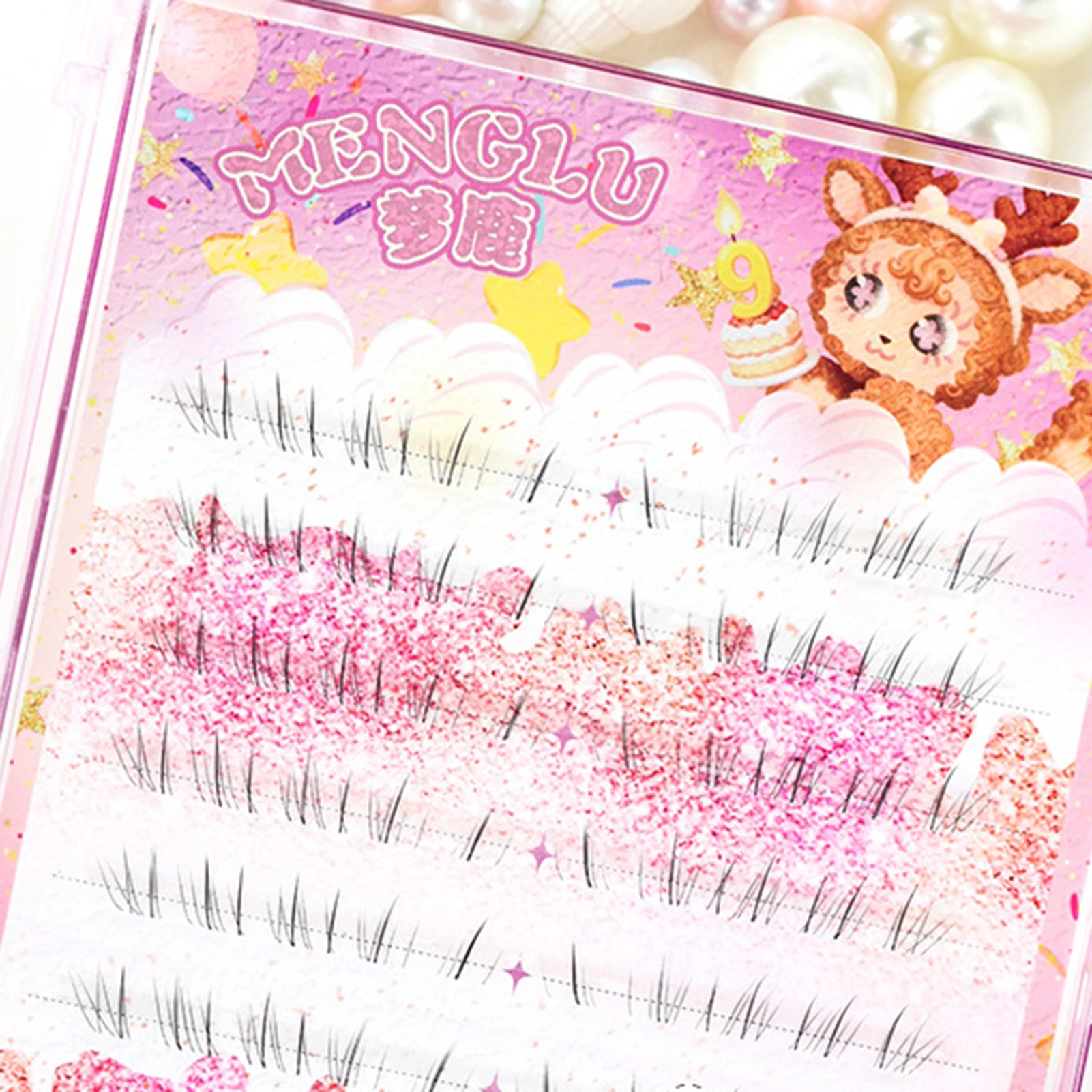 Cat Eye Style Lower Lashes Black C Curl 6-8mm Mixed Length False Eyelashes Transparent Band Natural Individual Lashes Clusters