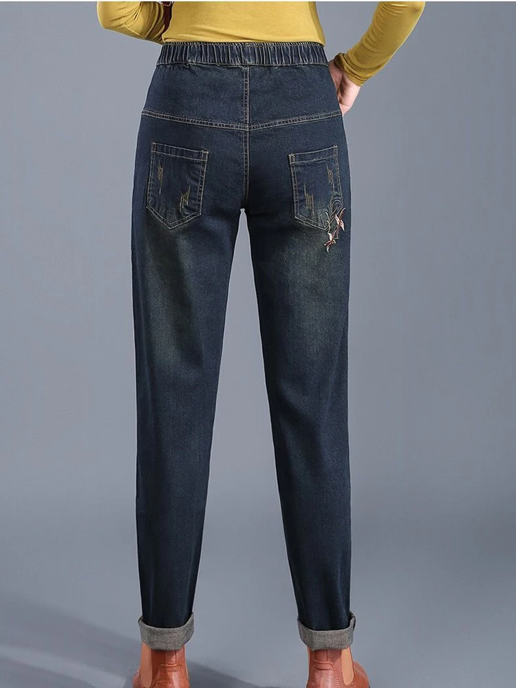 Jeans reto de cintura alta para mulheres, calças jeans de perna larga, casual grande, azul, verão, 70kg