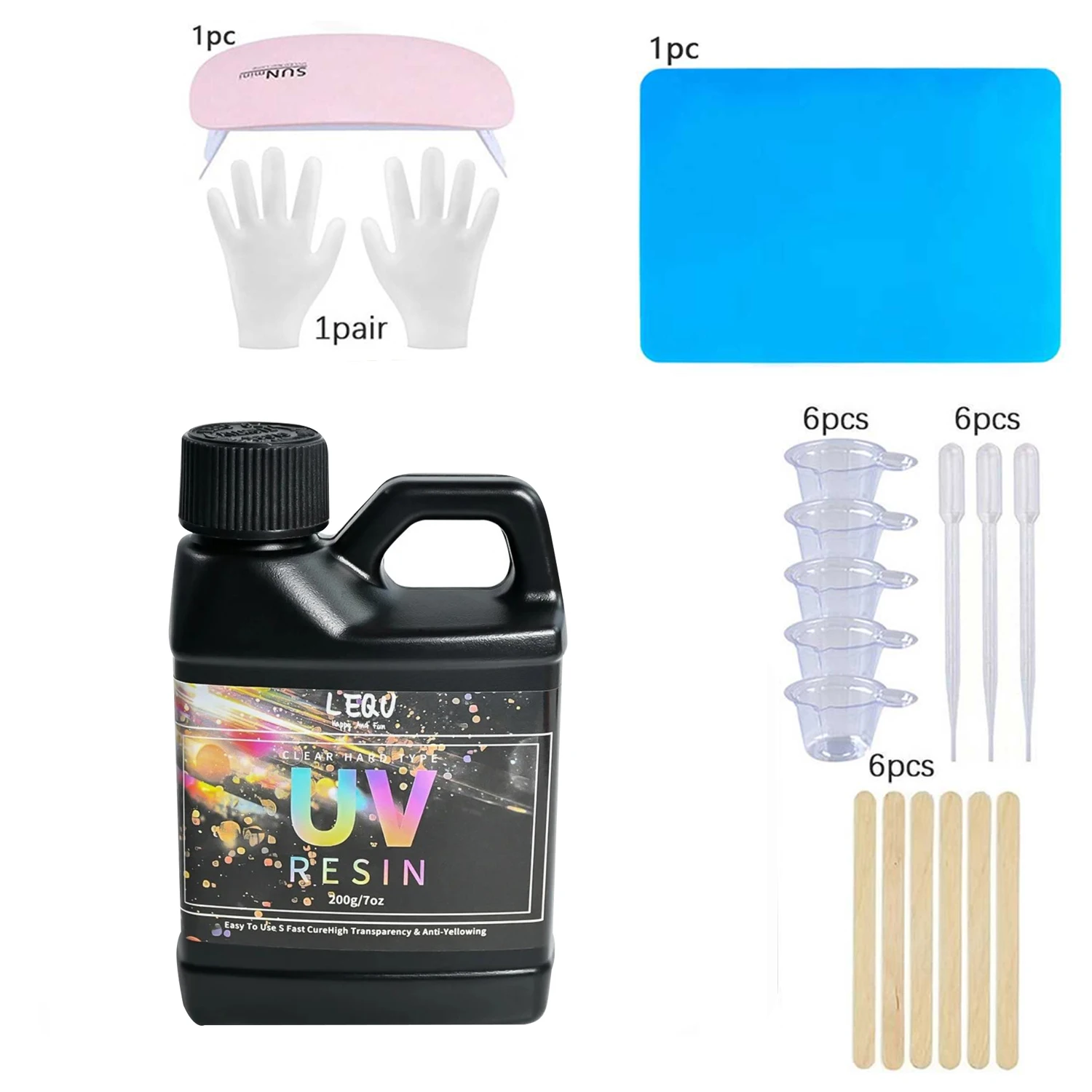 Resin Craft Kit - Zestaw żywicy UV 200/500g, ulepszony zestaw