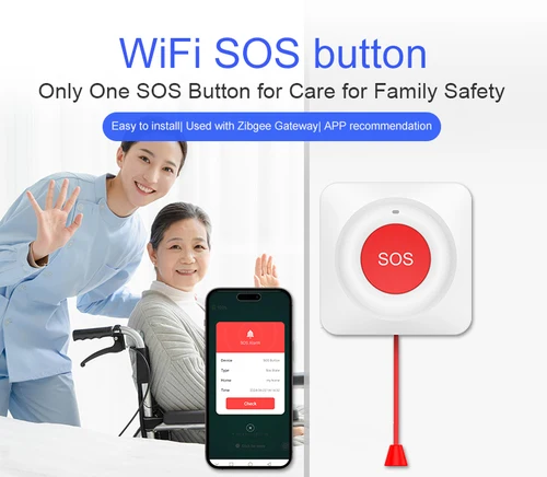 Imagen 2 del producto Tuya WiFi inteligente inalámbrico SOS botón de pánico botón de llamada de emergencia para personas mayores niños pacientes alerta y asistencia de seguridad