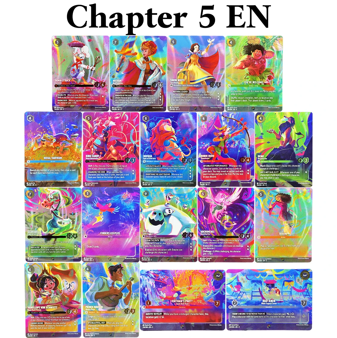 Betoverde Folie Lorcana Proxy Kaarten Hoofdstuk 1/2/3/4/5/6/7/8 Engels Trading Game Kaarten Stitch Archazia's Island Collection TCG