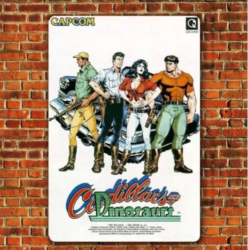 Cadillacs and Dinosaurs Retro Arcade Video Game Metal Poster Tin Sign 20*30cm  -aluminum