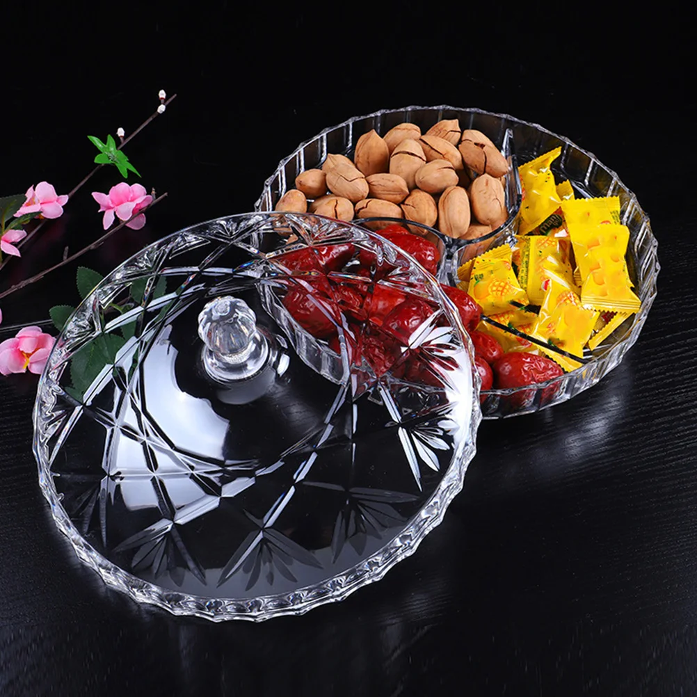 

Snack Box Dried Fruit Tray Multi Grid Plate Lid Compartment Container Holder Acrylic Safe Wear Resistance Practical Long Use